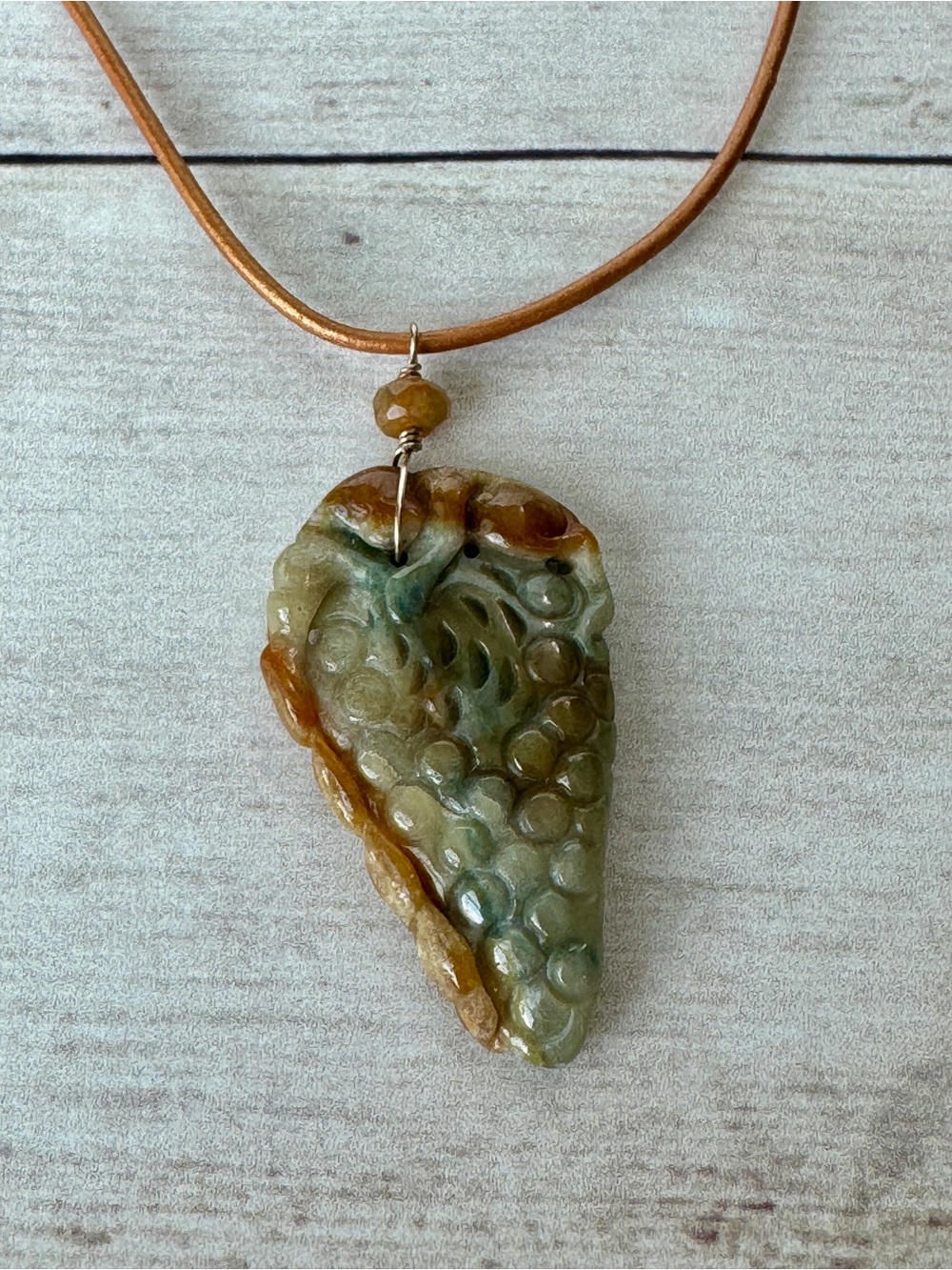 Handcrafted Natural Jade Carved Grapes Pendant Necklace